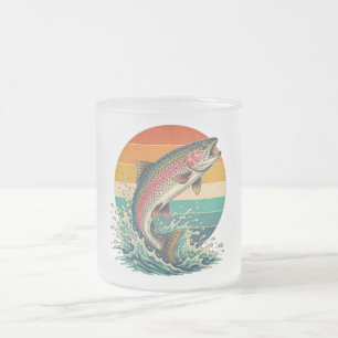 Retro Regenboogforel Zonsondergang Matglas Koffiemok