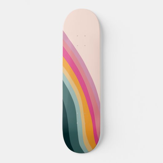 Retro regenbooggolf #1 #wall #art persoonlijk skateboard (Voorkant)