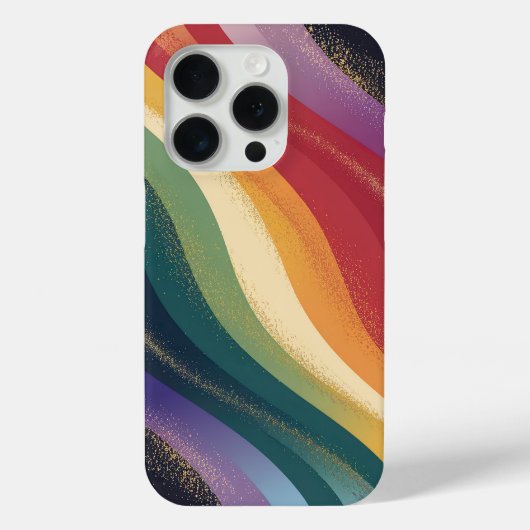 Retro regenbooggolven met gouden accenten Case-Mate iPhone case (Achterkant)