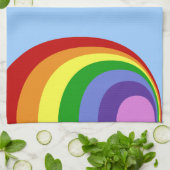 Retro regenbooghanddoek theedoek (Gevouwen)
