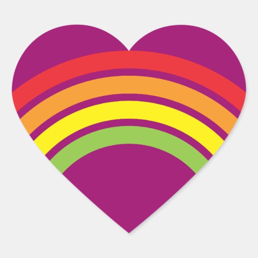 retro regenbooghart hart sticker (Voorkant)