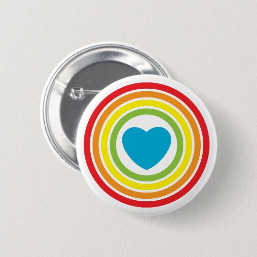retro regenbooghart ronde button 5,7 cm (Voorkant /achterkant)