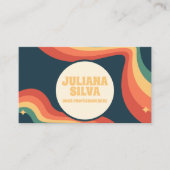 Retro Regenbooghoek met QR-Visitekaartje Visitekaartje (Voorkant)