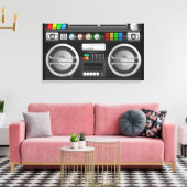 retro regenboogknoppen ghetto blaster boom box canvas afdruk (Insitu (Woonkamer))