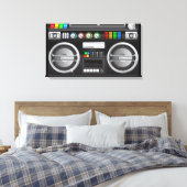 retro regenboogknoppen ghetto blaster boom box canvas afdruk (Insitu (Slaapkamer))