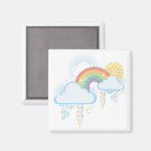 Retro Regenboogmagneet - Vierkant Magneet (Voorkant / Achterkant)