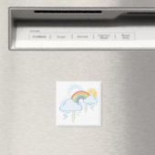 Retro Regenboogmagneet - Vierkant Magneet (Insitu (Vaatwasser))