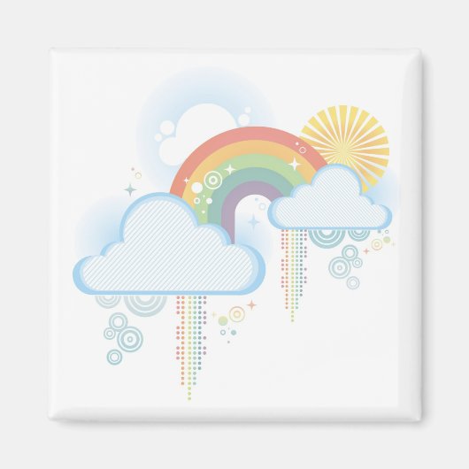 Retro Regenboogmagneet - Vierkant Magneet (Voorkant)