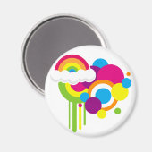 Retro regenboogmagneet (wit) magneet (Voorkant / Achterkant)