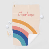 Retro regenboogmonogram golfhanddoek (Insitu)