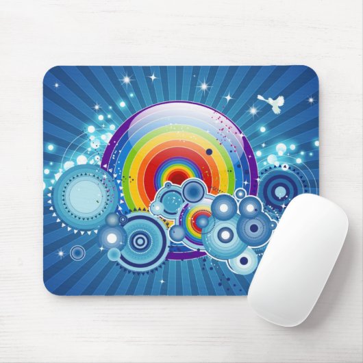 Retro-regenboogmousepad Muismat (Met muis)