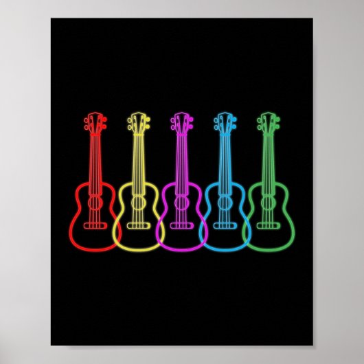 Retro  Regenboogspeler Oekulele Player Hawaiian Poster (Voorkant)