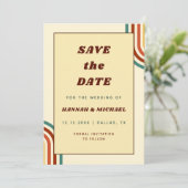 Retro Regenboogstapes 70 jaar Geel Save The Date (Staand voorkant)