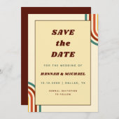 Retro Regenboogstapes 70 jaar Geel Save The Date (Voorkant / Achterkant)