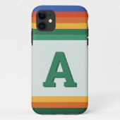Retro regenboogstreepmonogram Case-Mate iPhone case (Achterkant)