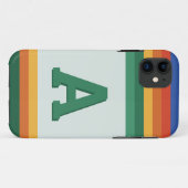 Retro regenboogstreepmonogram Case-Mate iPhone case (Achterkant (horizontaal))