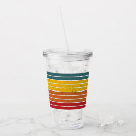 Retro  regenboogstrepen acryl drinkbeker