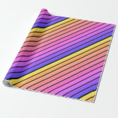 Retro  regenboogstrepen cadeaupapier (Uitgerold)