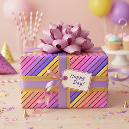 Retro  regenboogstrepen cadeaupapier