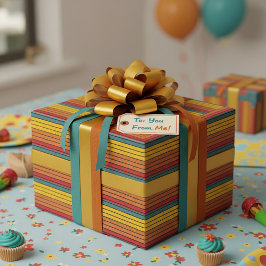 Retro  regenboogstrepen cadeaupapier