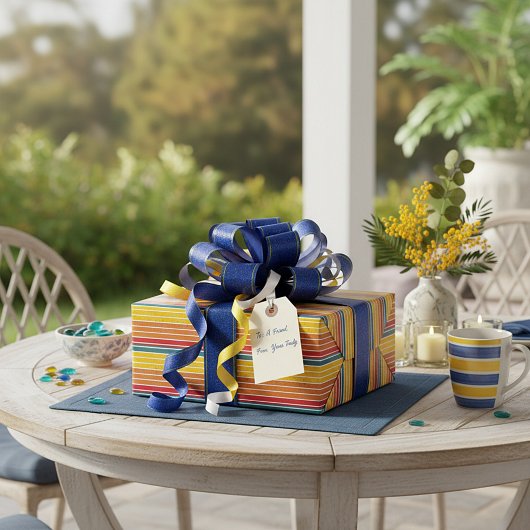 Retro  regenboogstrepen cadeaupapier