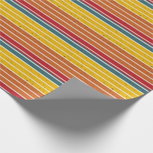 Retro  regenboogstrepen cadeaupapier (Hoek)