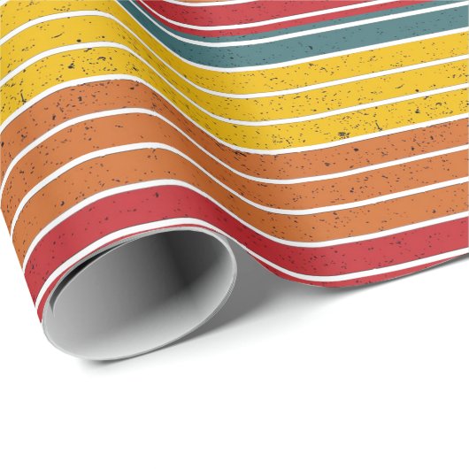 Retro  regenboogstrepen cadeaupapier (Rol Hoek)