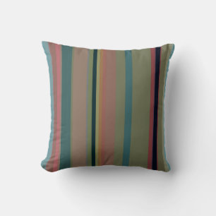 Retro regenboogstrepen in koraal, turquoise & most kussen