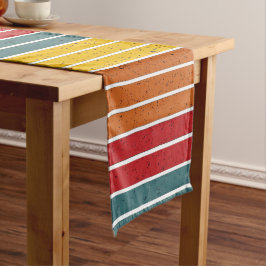 Retro  regenboogstrepen korte tafelloper