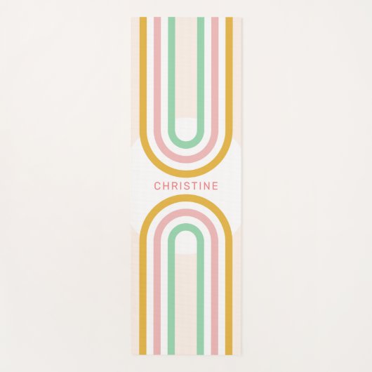 Retro Regenboogstrepen minimaal Yogamat (Voorkant)