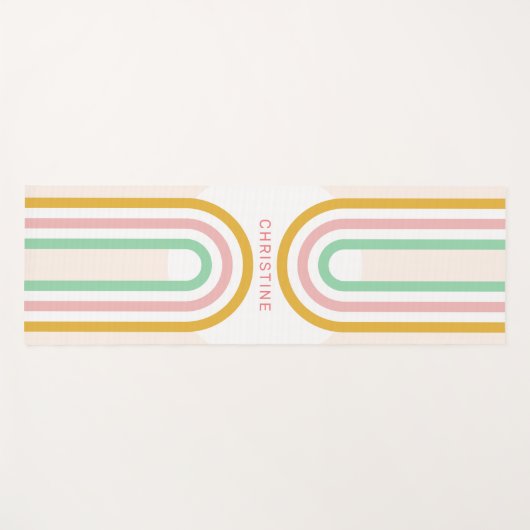 Retro Regenboogstrepen minimaal Yogamat (Voorkant (horizontaal))