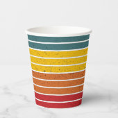 Retro regenboogstrepen papieren bekers (Voorkant)