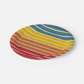 Retro  regenboogstrepen papieren bordje (Gekanteld)