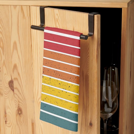 Retro  regenboogstrepen theedoek (Derde Gevouwen)