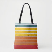 Retro  regenboogstrepen tote bag (Voorkant)