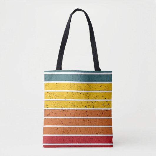 Retro regenboogstrepen tote bag (Voorkant)