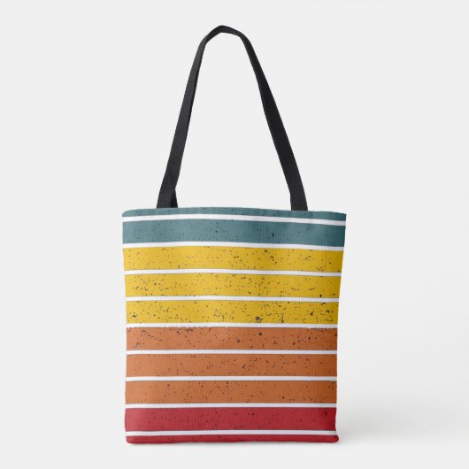 Retro  regenboogstrepen tote bag (Achterkant)
