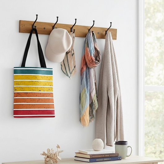 Retro  regenboogstrepen tote bag