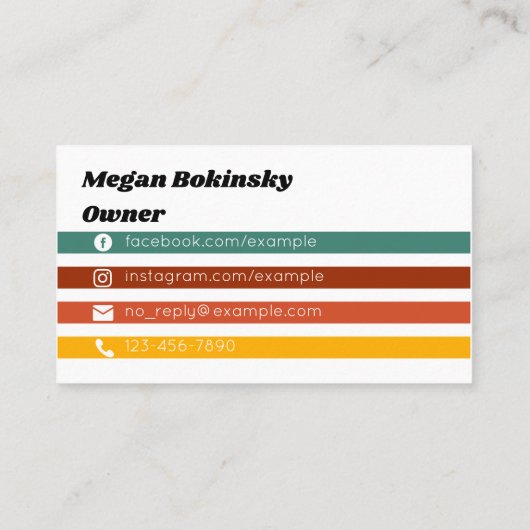 Retro regenboogstripe Visitekaartje (Achterkant)