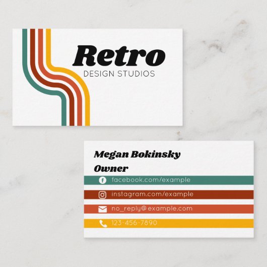 Retro regenboogstripe Visitekaartje (Voorkant / Achterkant)