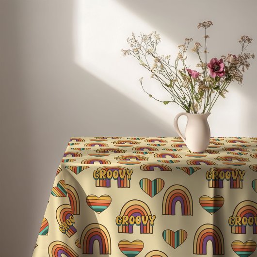 Retro regenboogtafelkleed 60s pastel tafel vreugde tafelkleed