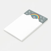 Retro regenboogwolken en sterren monogram post-it® notes (Schuin)