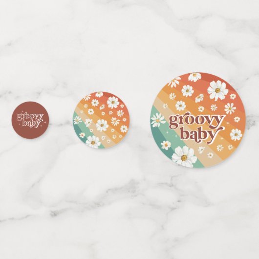 Retro Regenboogzeven stripes | Daisy Floral Confetti (Achterkanten)