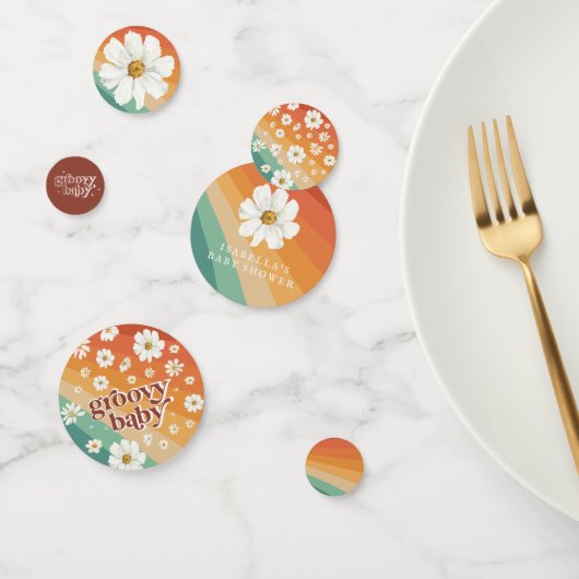 Retro Regenboogzeven stripes | Daisy Floral Confetti (Groep)