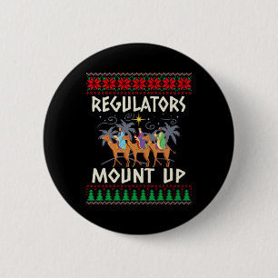 Retro Regulators Mount Up Kameel Lelijk Kerst Swe Ronde Button 5,7 Cm