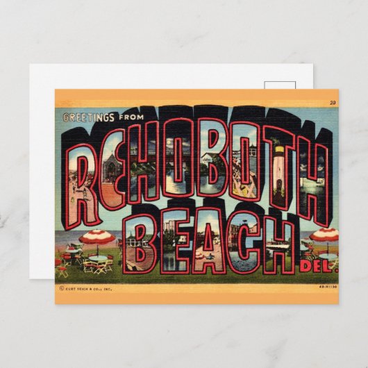 Retro Rehoboth Beach Briefkaart (Voorkant / Achterkant)