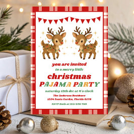 Retro Reindeer Pajama Christmas Party Editable Kaart