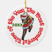 Retro Reindeer Personaliseerd Keramisch Ornament (Achterkant)