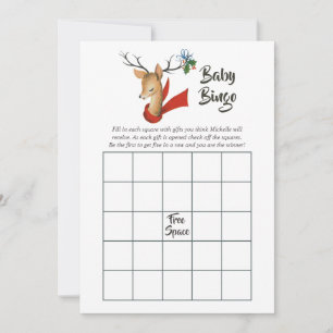 Retro  Reindekerst Baby shower Bingo Notitiekaartje