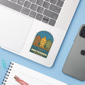 Retro Reis Amsterdam Nederland Retro Landschap Sticker (Laptop met iPhone)